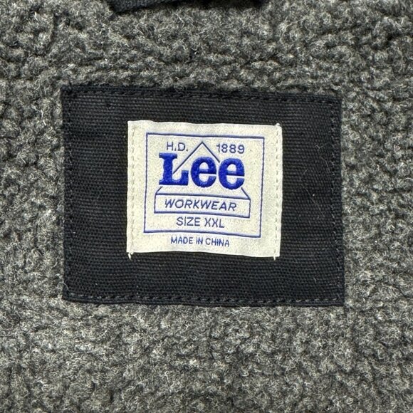 Lee Workwear Vest Mens XXL Sherpa Lined Canvas Black Full Zip Pockets - Picture 7 of 9